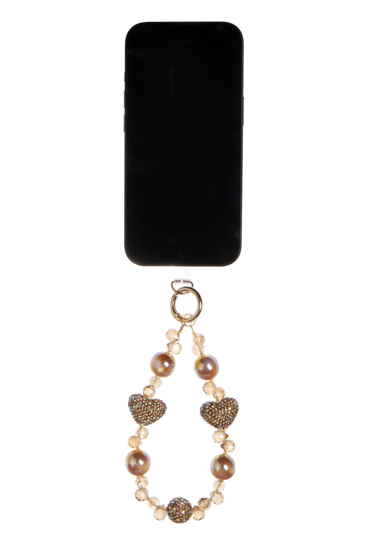Crystal Heart Alloy Phone Wristlet Lanyard K1336