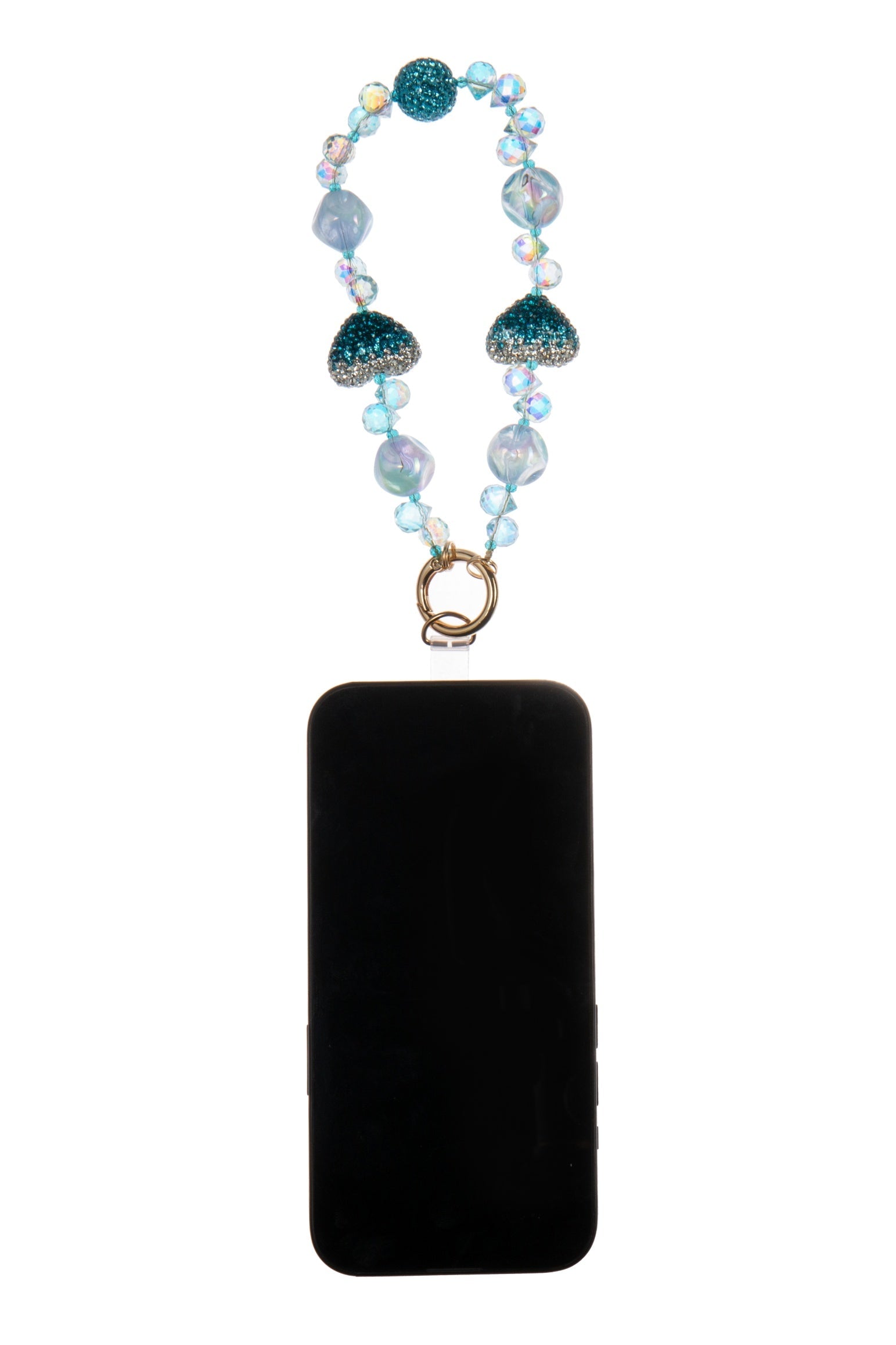 Crystal Heart Phone Wristlet Lanyard K1337