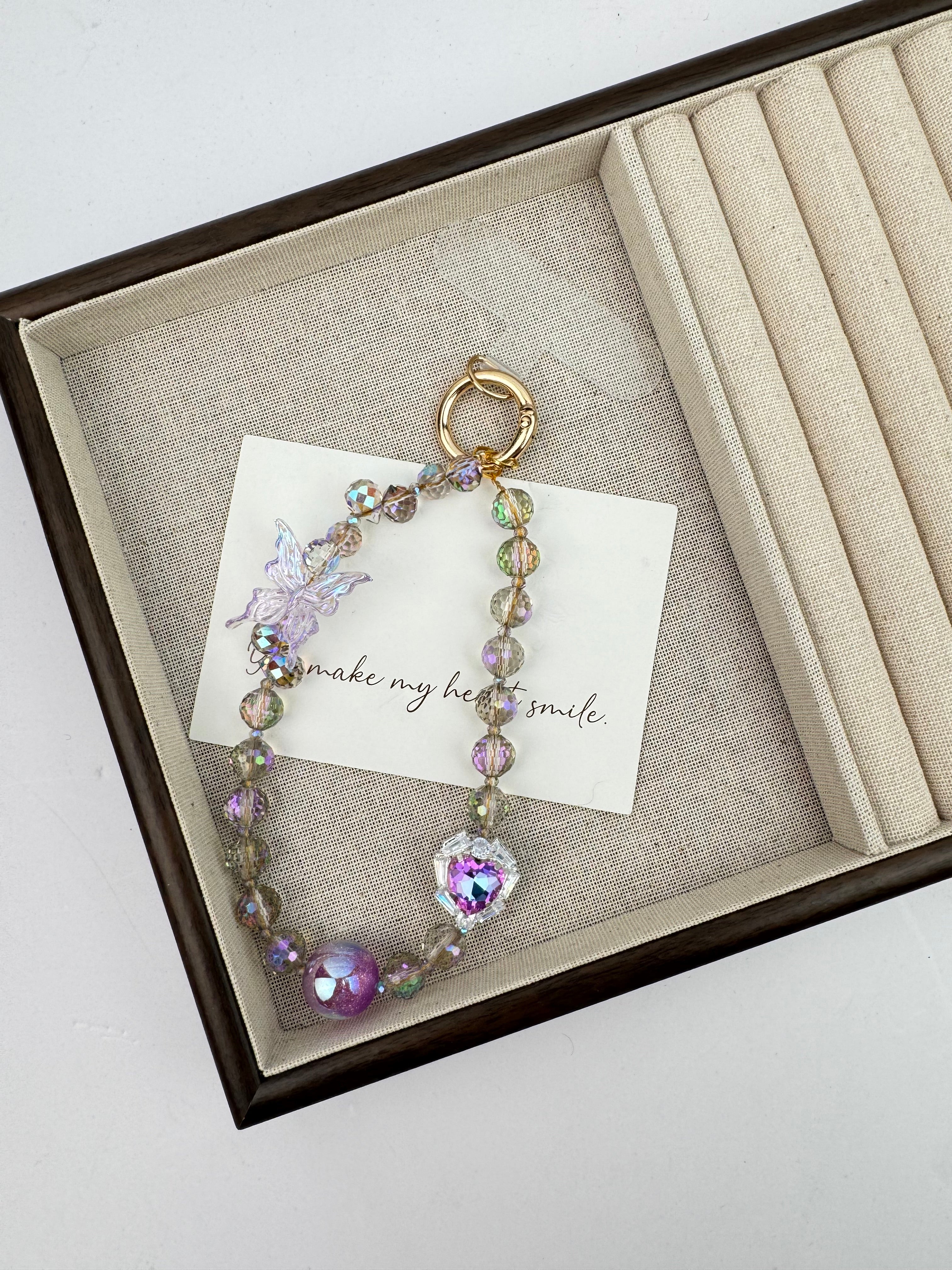 Flower Ball and Butterfly Phone Wristlet Lanyard K1347