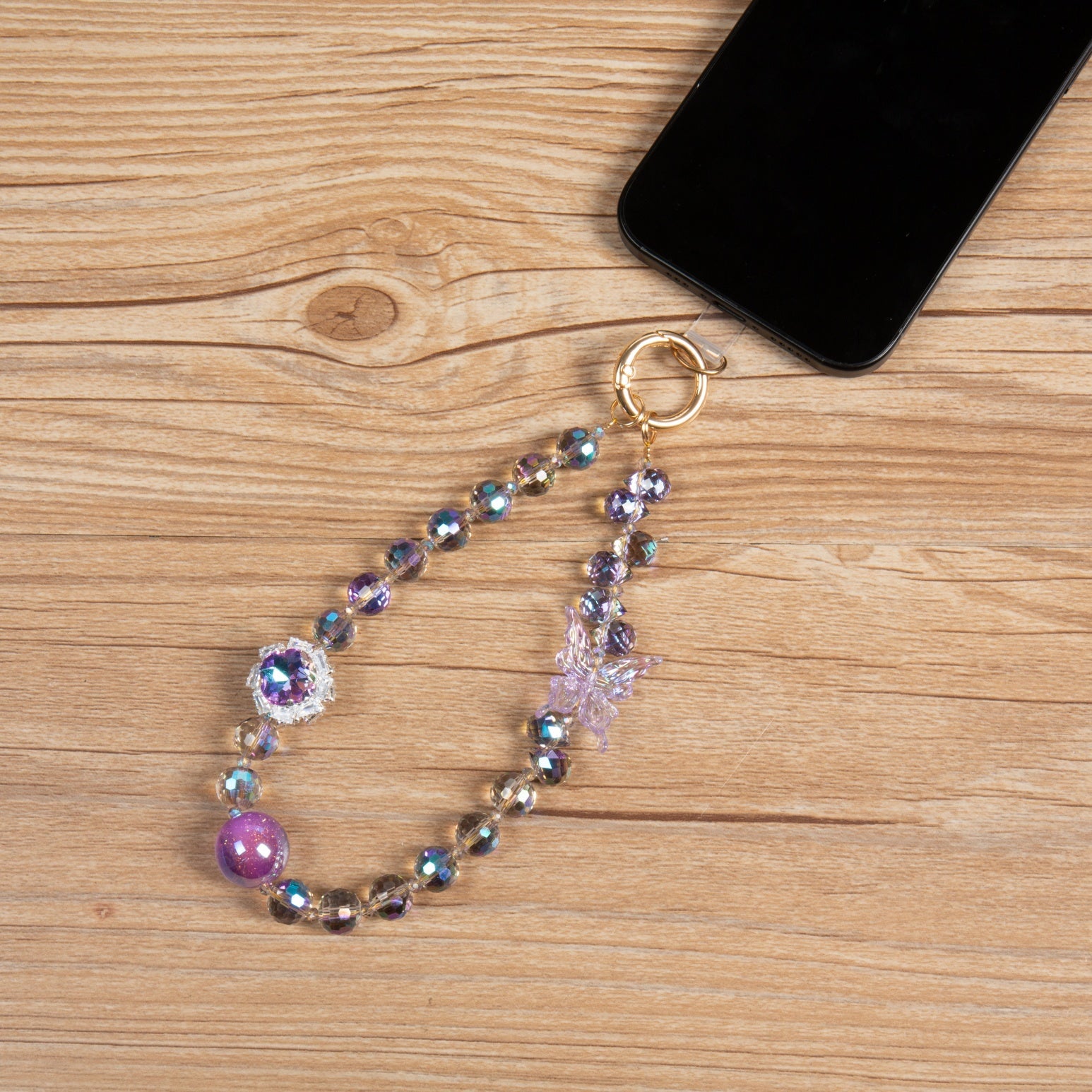 Flower Ball and Butterfly Phone Wristlet Lanyard K1347