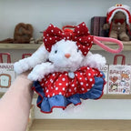 Denim Red Polka Dot Skirt Bunny Keychain K1352 - view 2