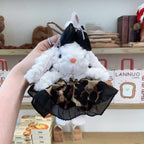 Lace-Trimmed Leopard Print Rabbit Plush Keychain K1353 - view 2