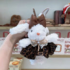 Leopard Print Leather Skirt With Rabbit Plush Keychain K1355 - view 2