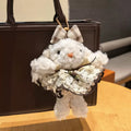 Brown Floral Dress With Rabbit Plush Keychain K1358