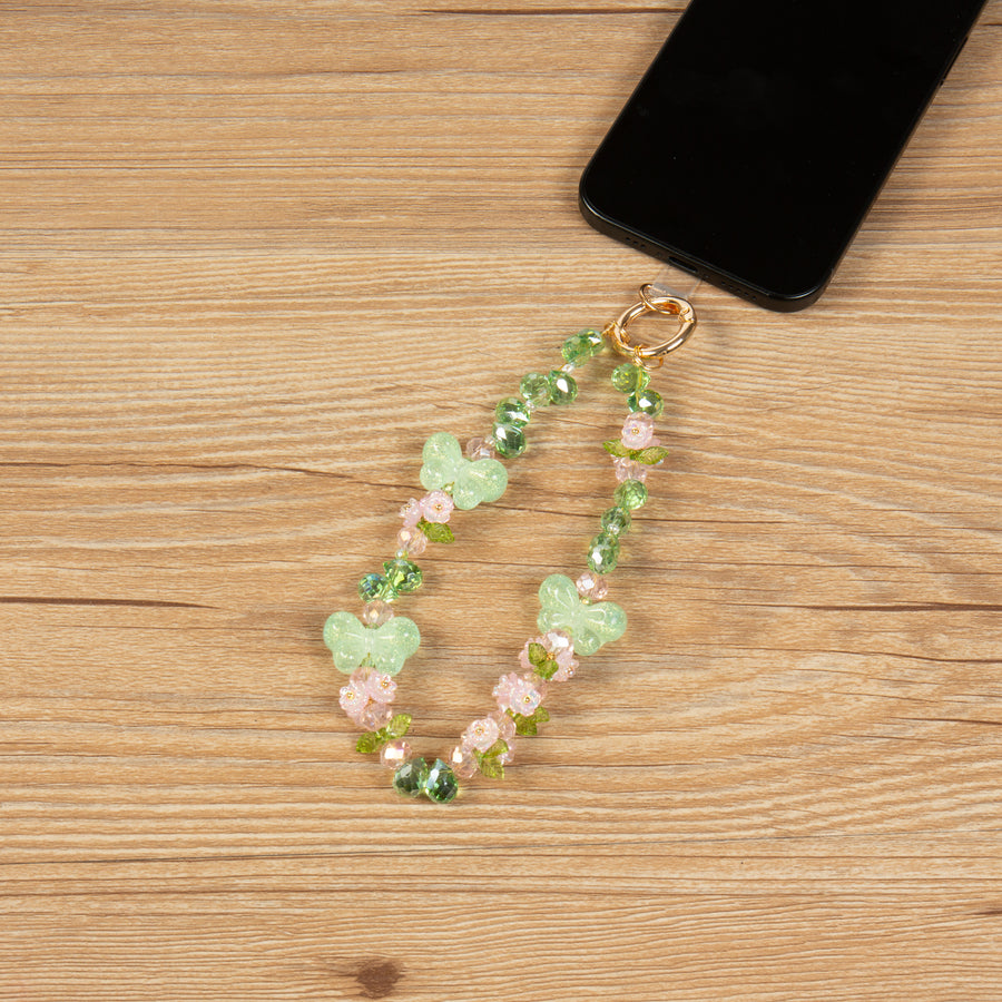 Butterfly Crystal Keychain Wristlet K1364 - Green