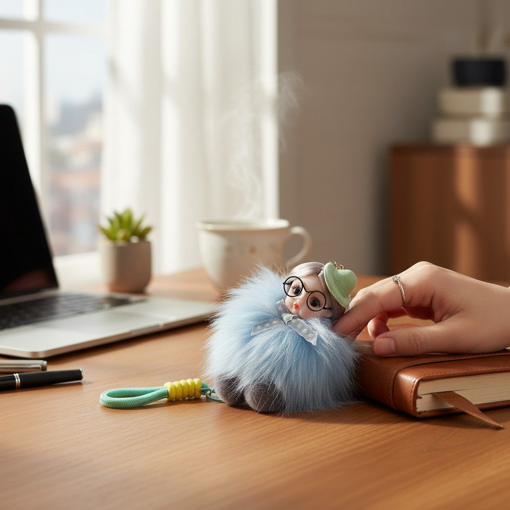 Doll With Glasses Keychain K1371