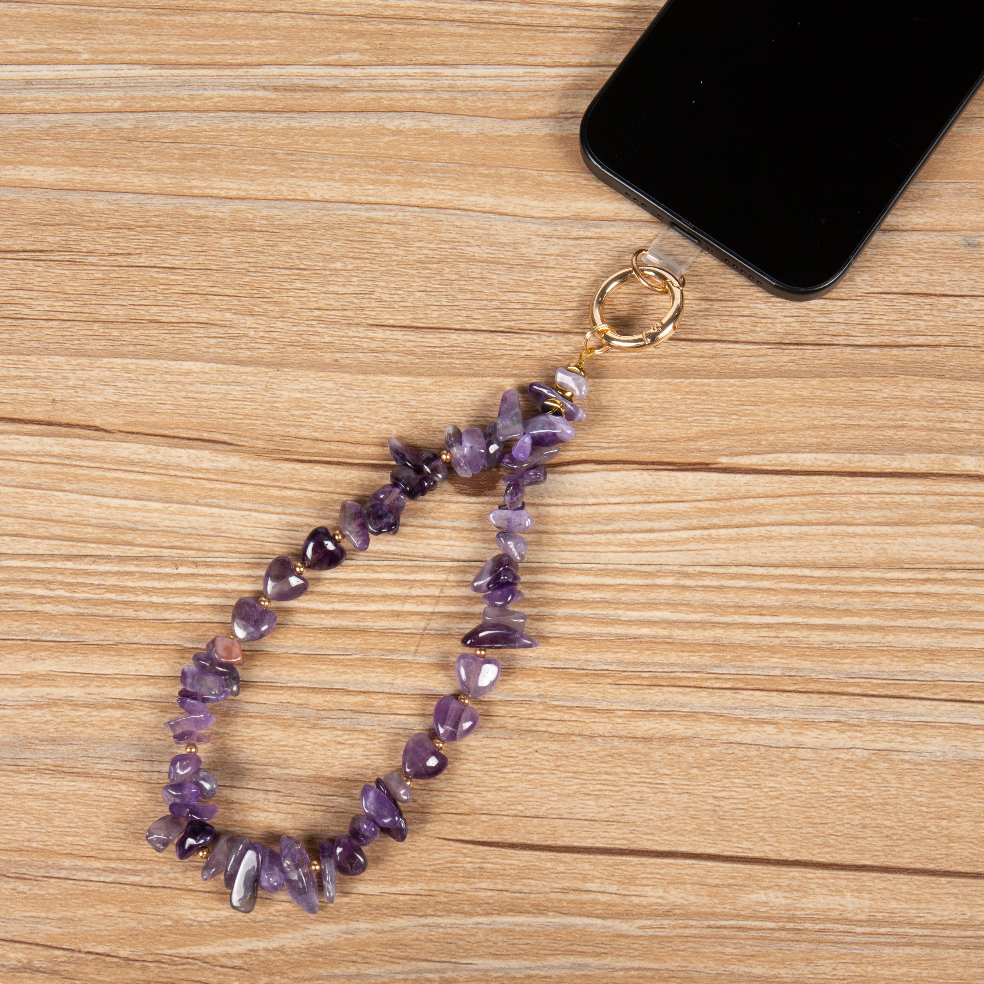 Natural Stone Phone CharmKeychain Wristlet K1403