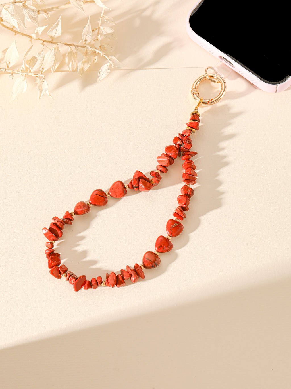 Natural Stone Phone CharmKeychain Wristlet K1403