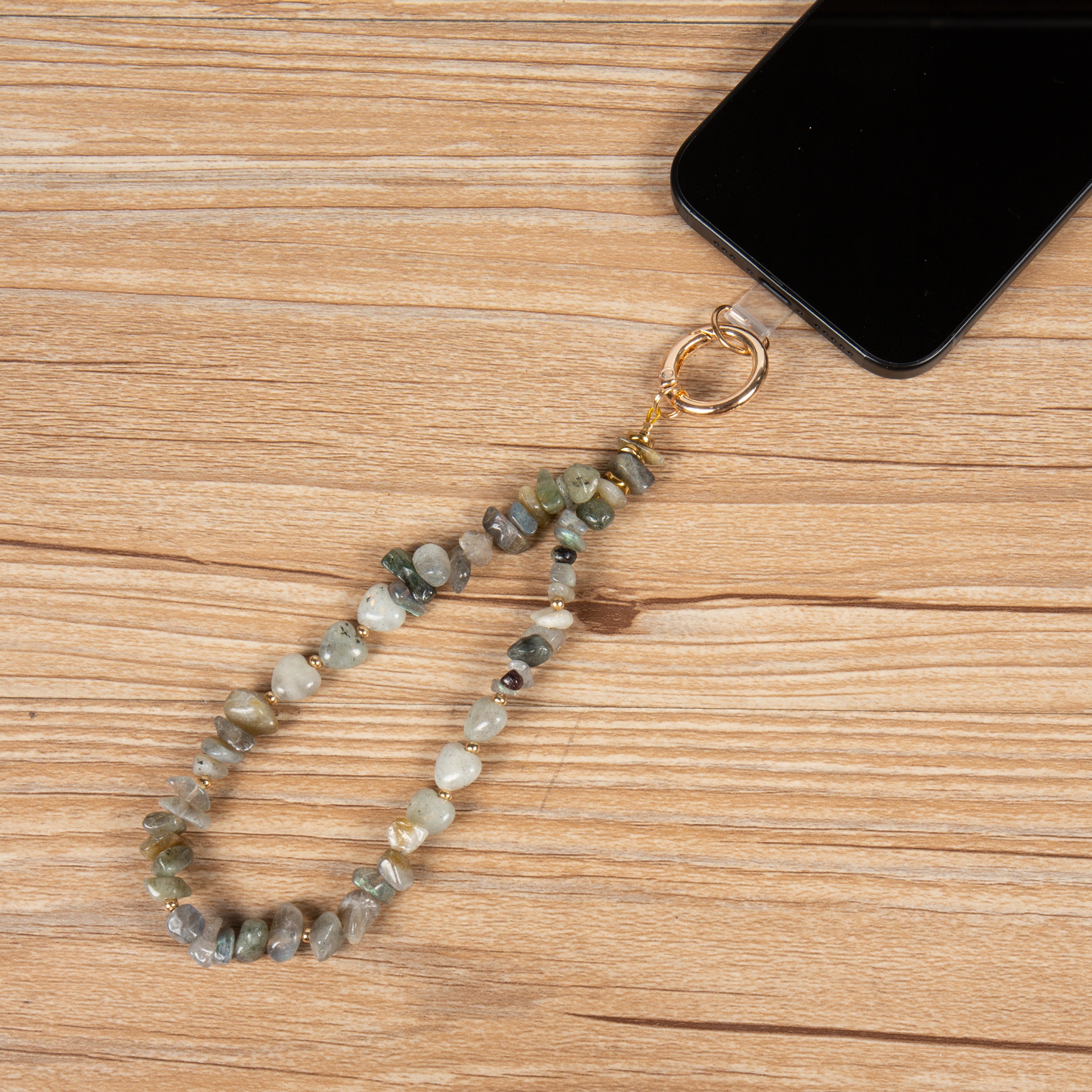 Natural Stone Phone CharmKeychain Wristlet K1403