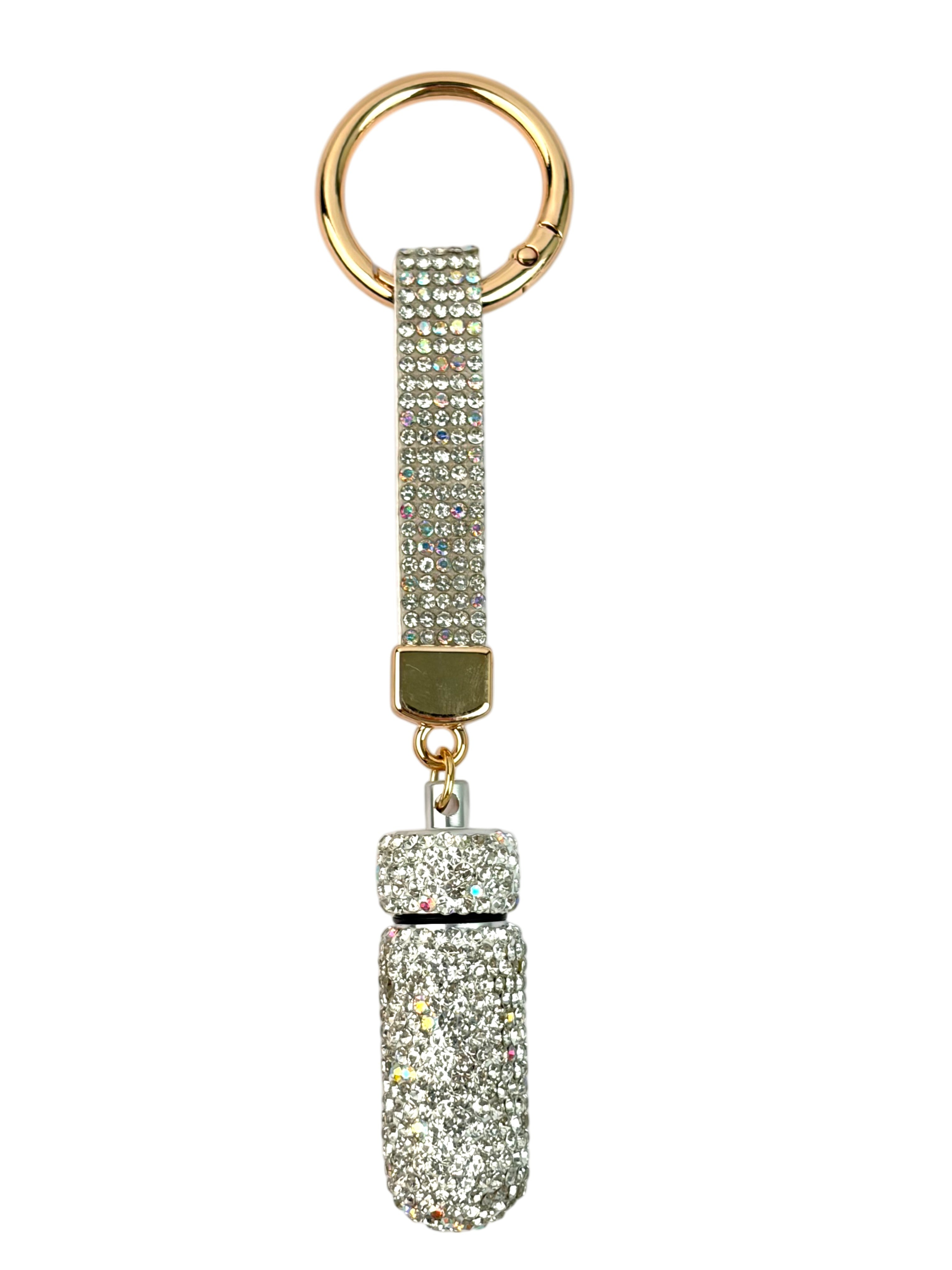 Ceramic Rhinestone Medicine Bottle Keychain K1404