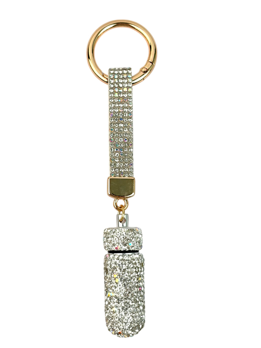 Ceramic Rhinestone Medicine Bottle Keychain K1404