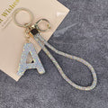Alphabet Rhinestone Keychain Wristlet K1406 - A