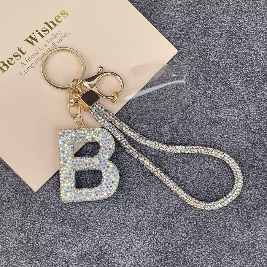 Alphabet Rhinestone Keychain Wristlet K1406
