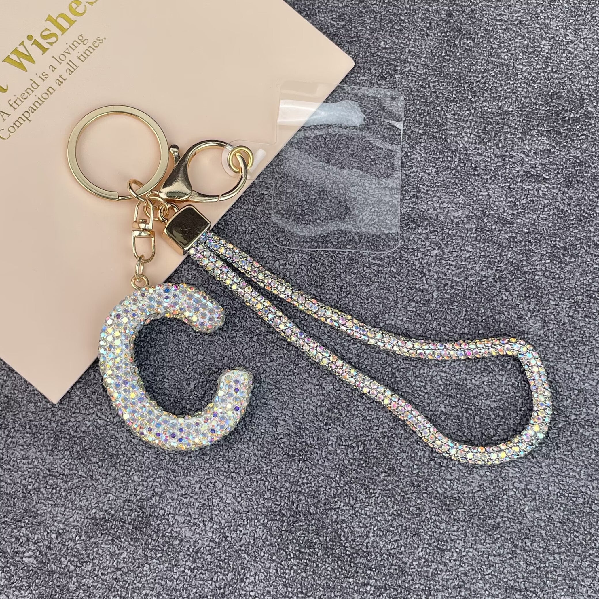 Alphabet Rhinestone Keychain Wristlet K1406