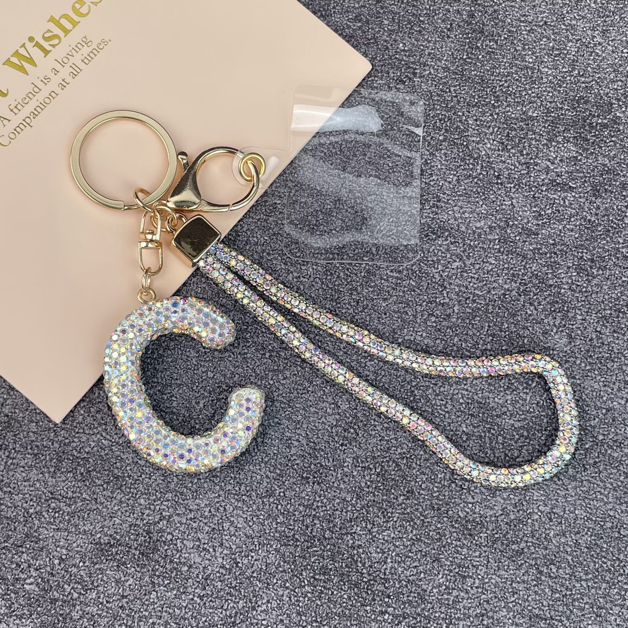 Alphabet Rhinestone Keychain Wristlet K1406