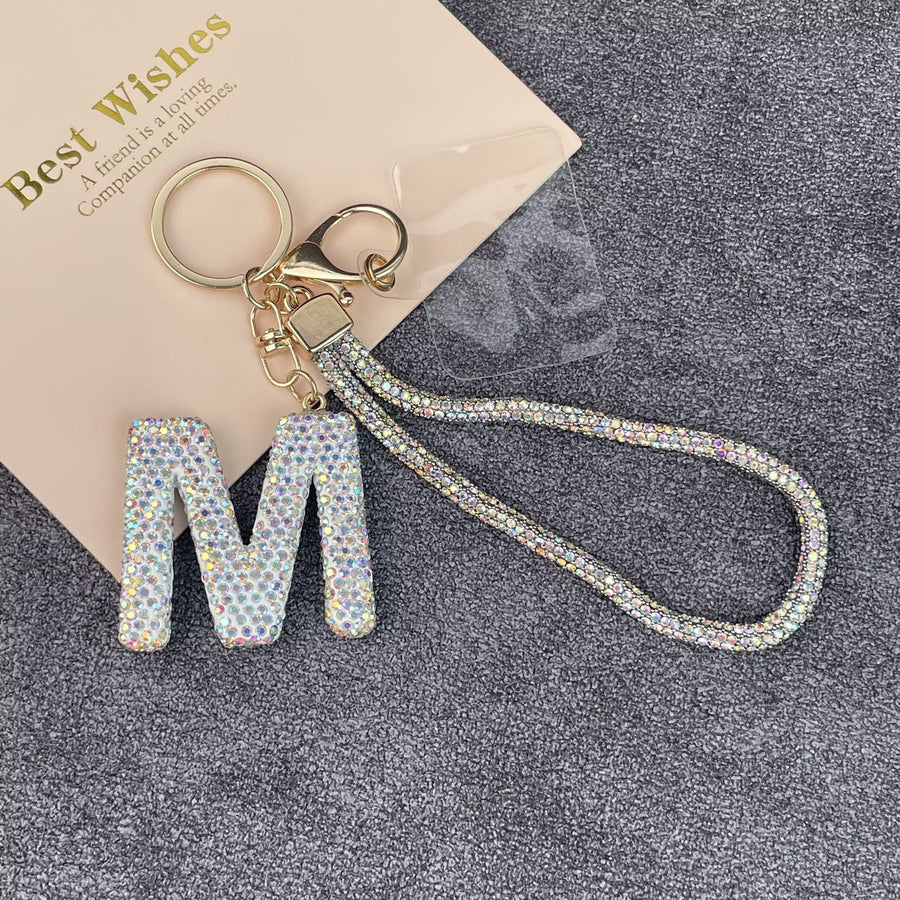 Alphabet Rhinestone Keychain Wristlet K1406