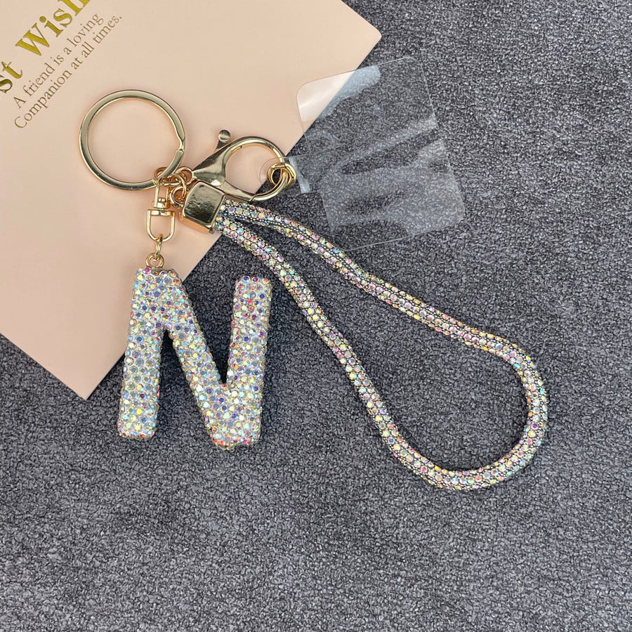 Alphabet Rhinestone Keychain Wristlet K1406