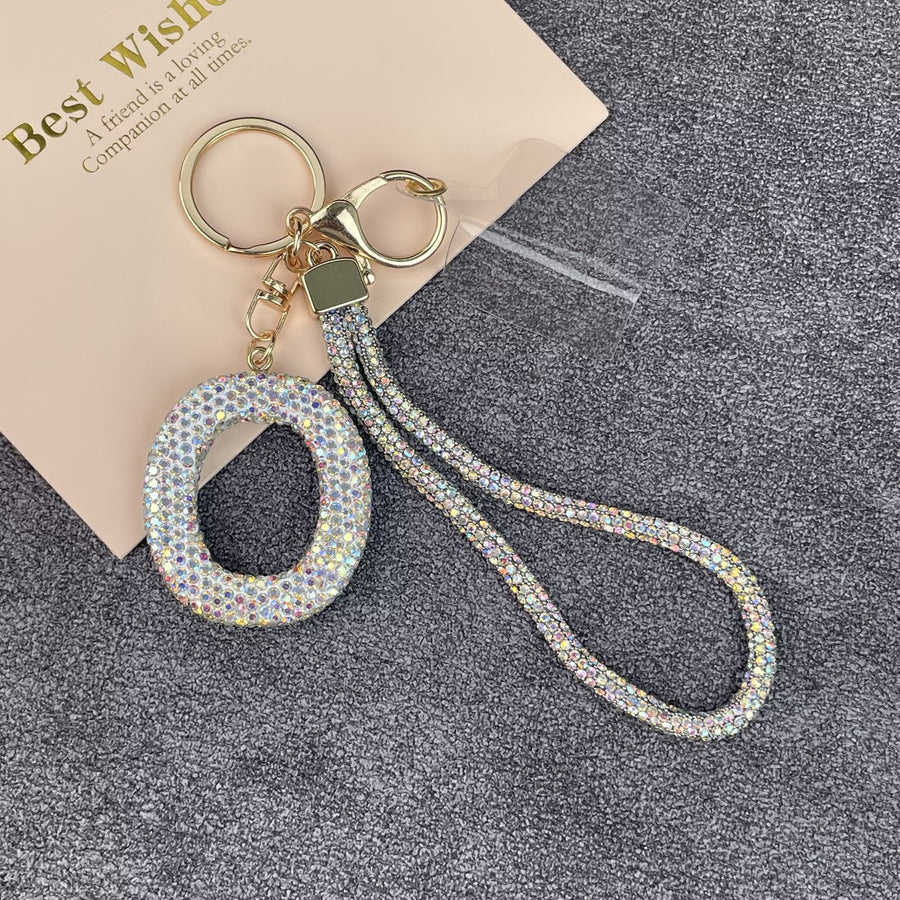Alphabet Rhinestone Keychain Wristlet K1406