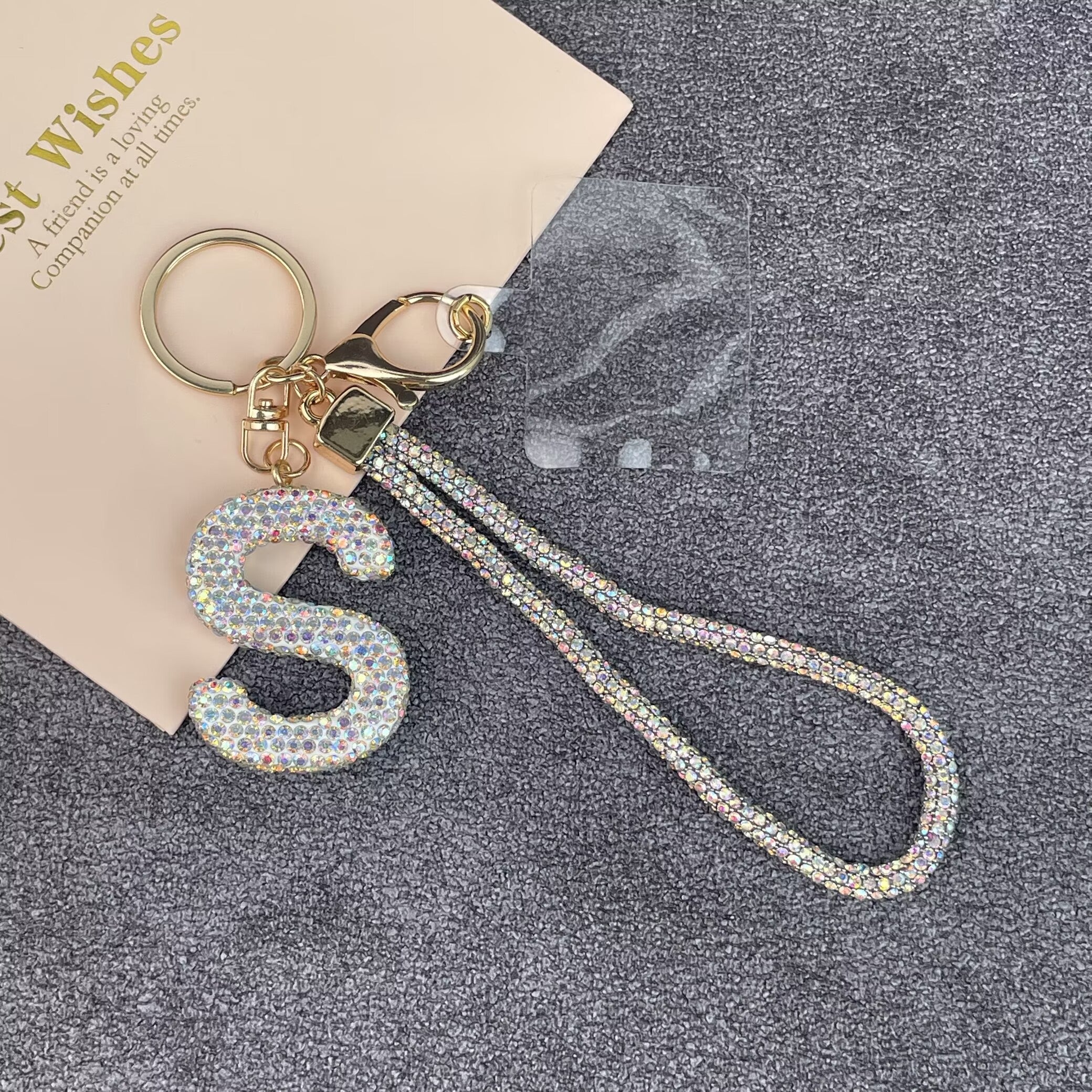 Alphabet Rhinestone Keychain Wristlet K1406