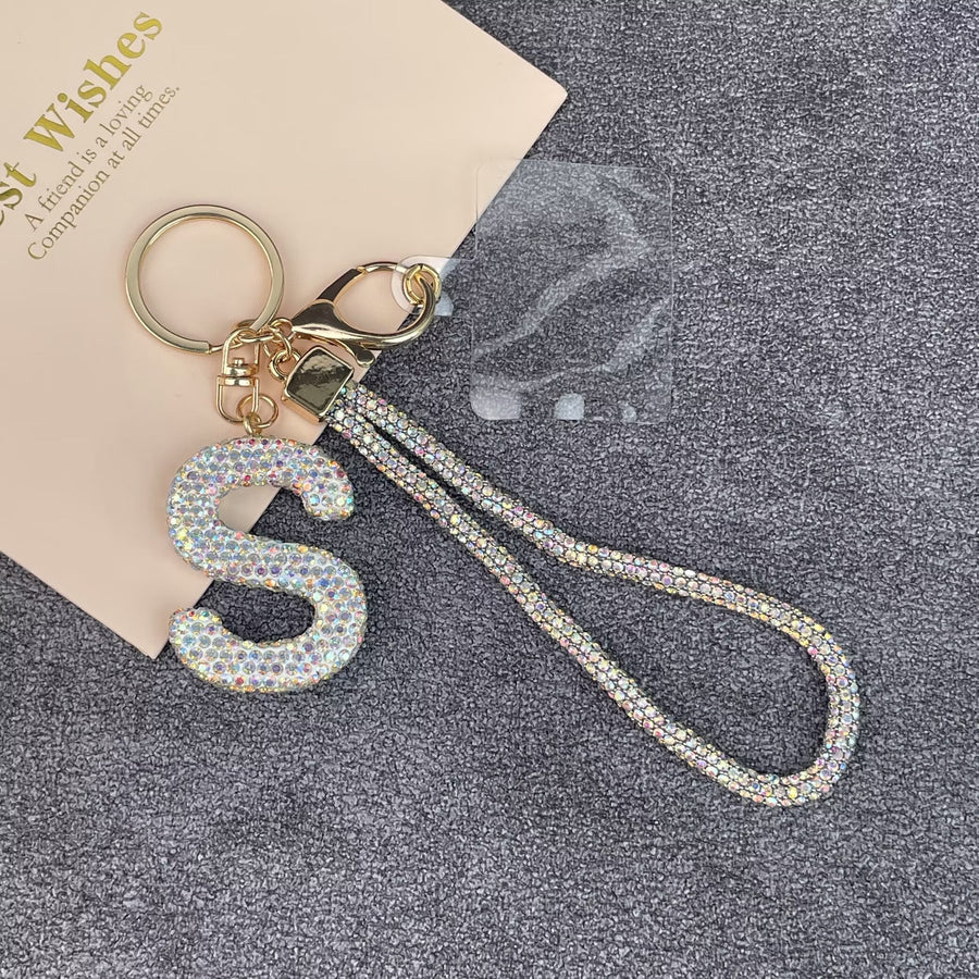 Alphabet Rhinestone Keychain Wristlet K1406