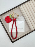 Apple Rhinestone Alloy Keychain Wristlet K1408