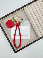 Apple Rhinestone Alloy Keychain Wristlet K1408