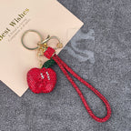 Apple Rhinestone Alloy Keychain Wristlet K1408