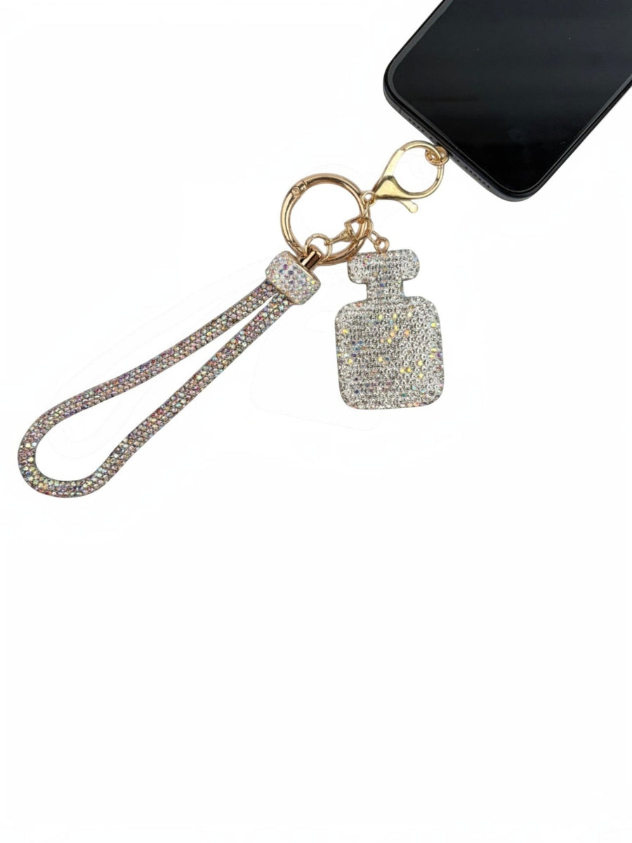 Bottle Rhinestone-Embellished Alloy Keychain Wristlet K1425