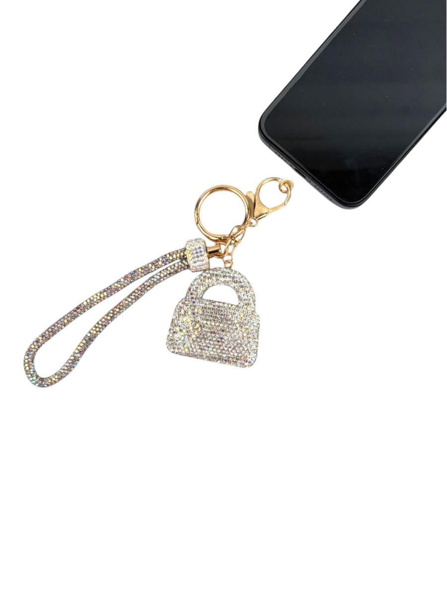 Handbag Rhinestone-Embellished Alloy Keychain Wristlet K1430