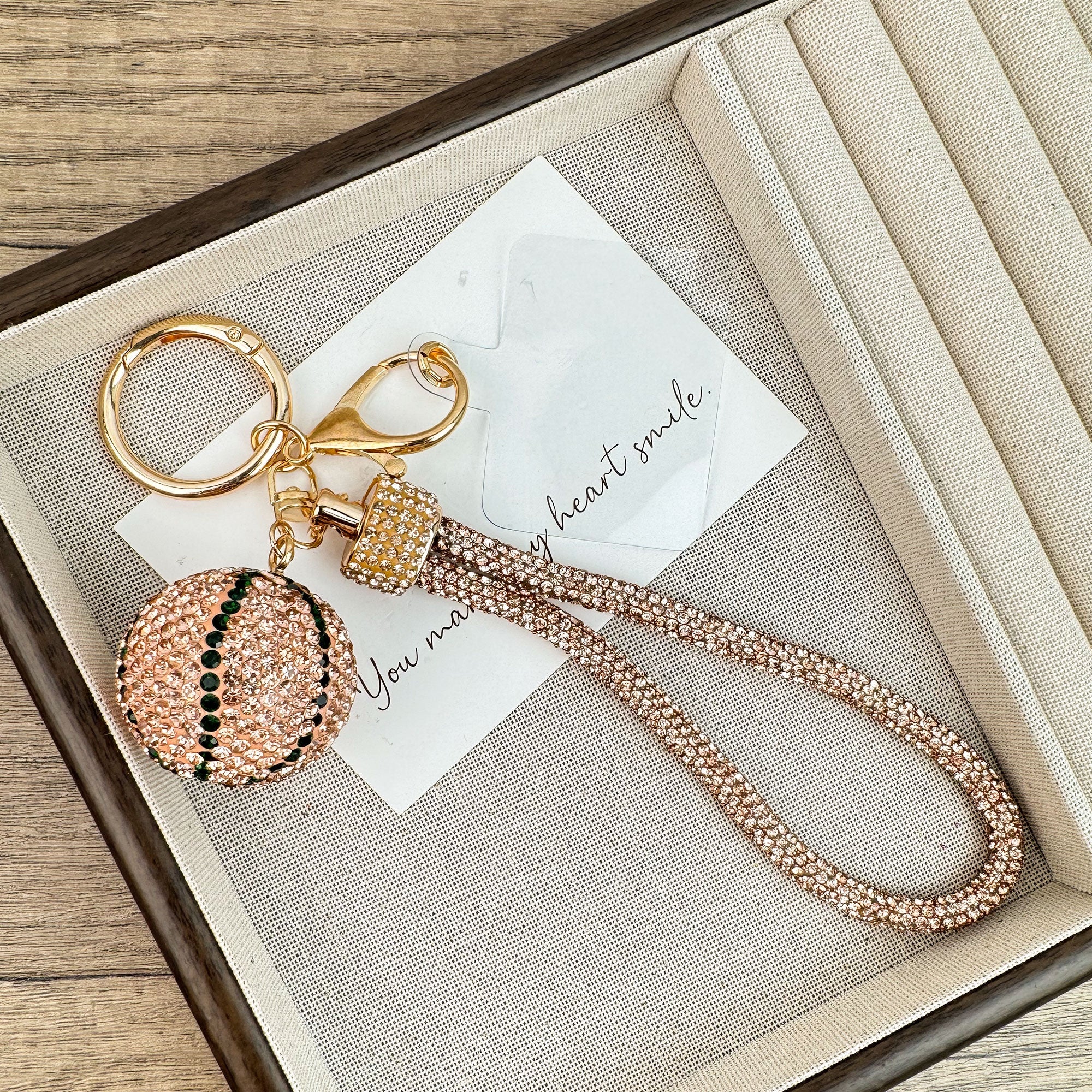 Basketball Rhinestone Alloy Keychain Wristlet K1438
