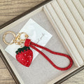 Strawberry Rhinestone-Embellished Alloy Keychain Wristlet K1439