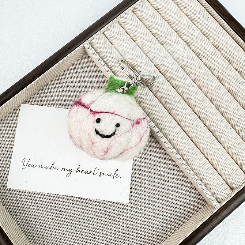 Garlic Clove Felt Keychain K1451