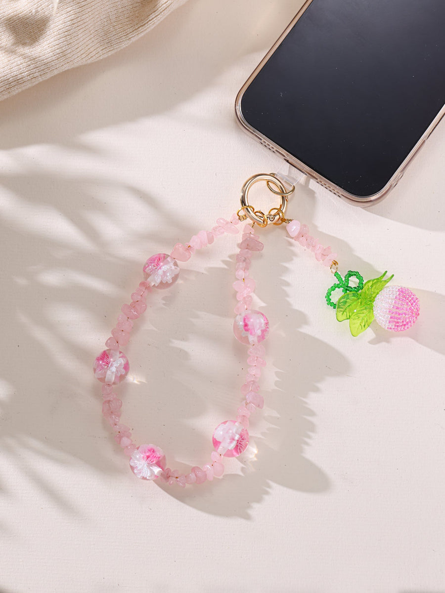 Peach Crystal Keychain Wristlet K1508