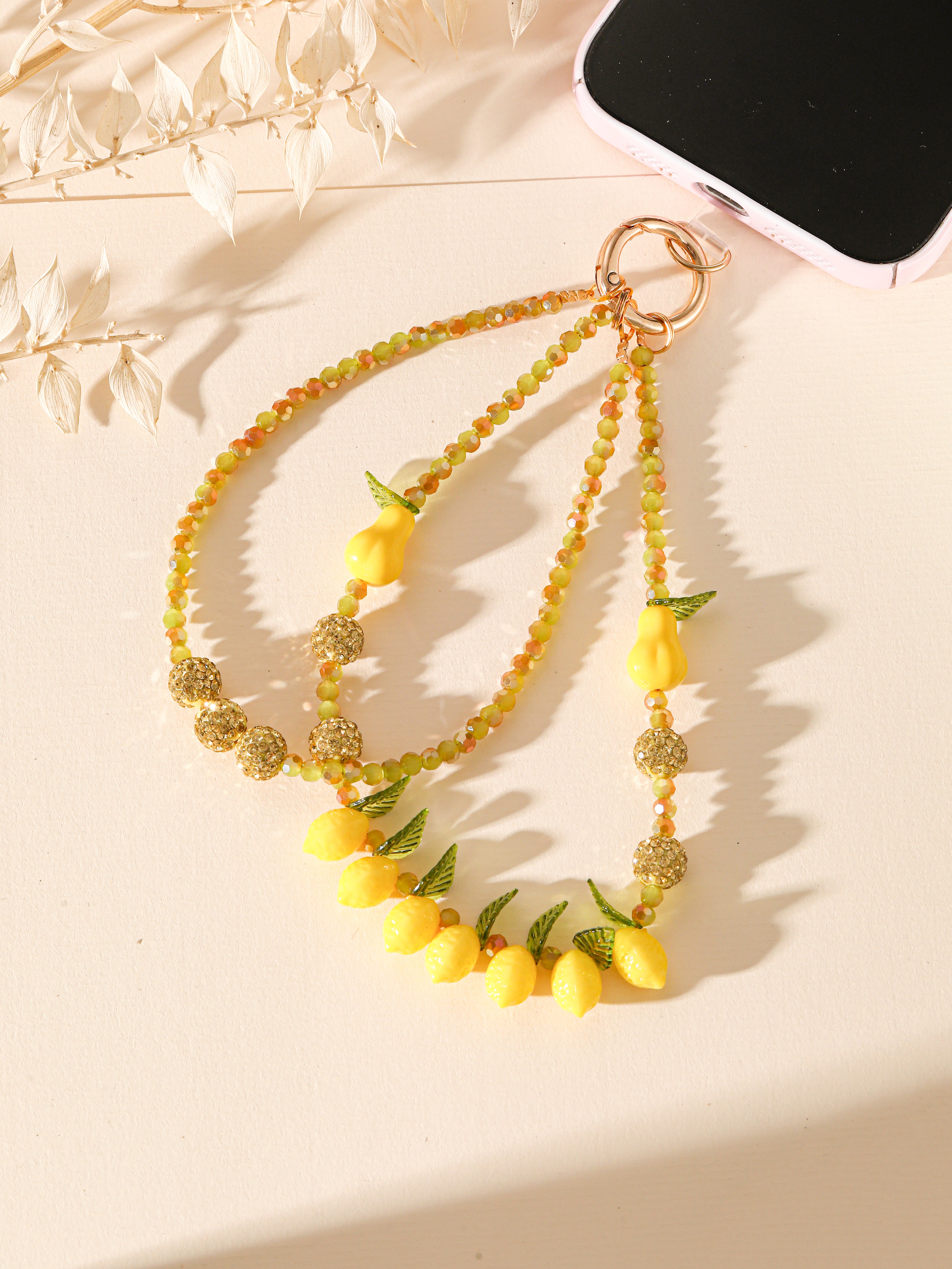 Lemon Crystal Keychain Wristlet K1517