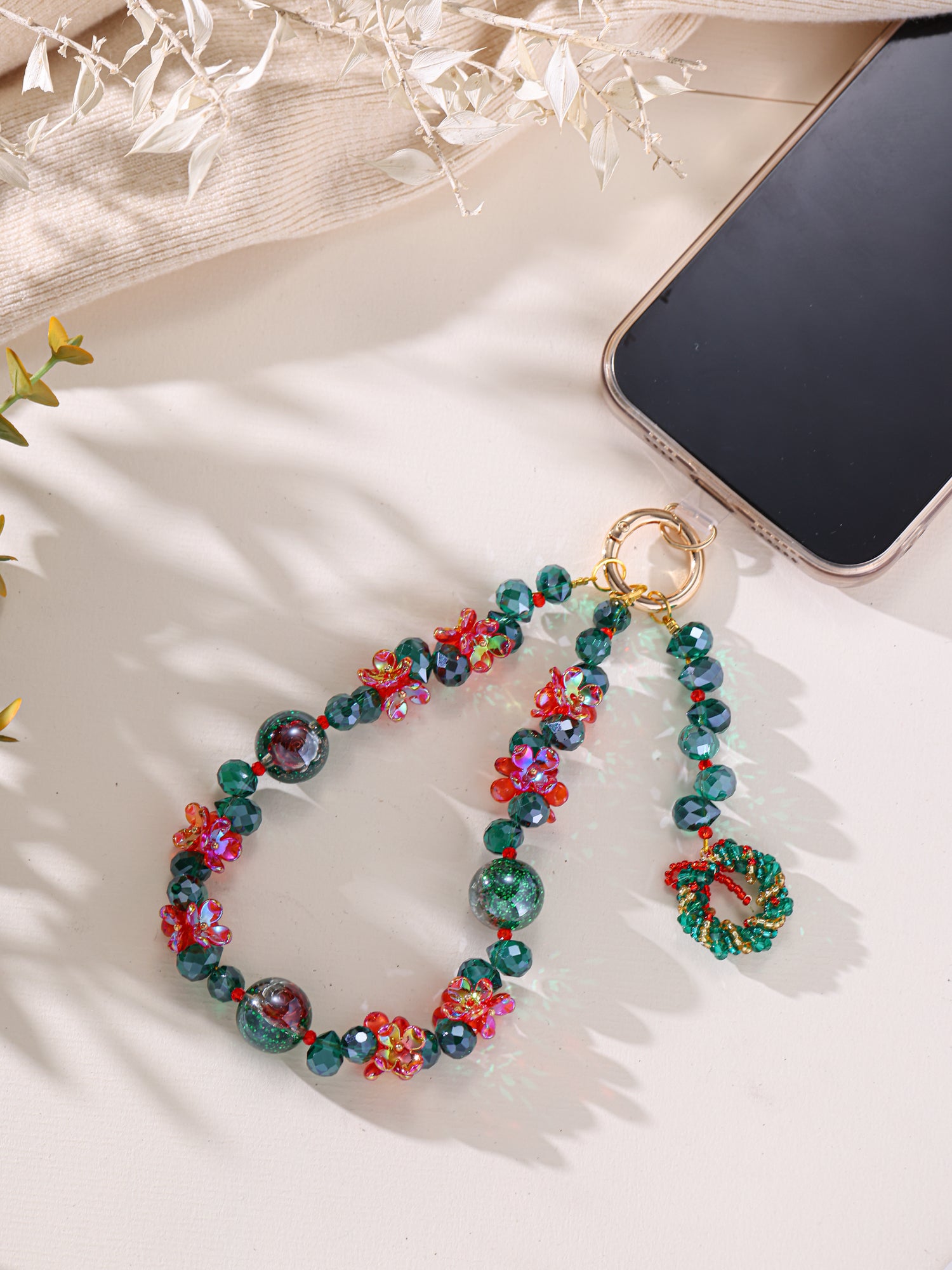 Flower Crystal Keychain Wristlet K1518