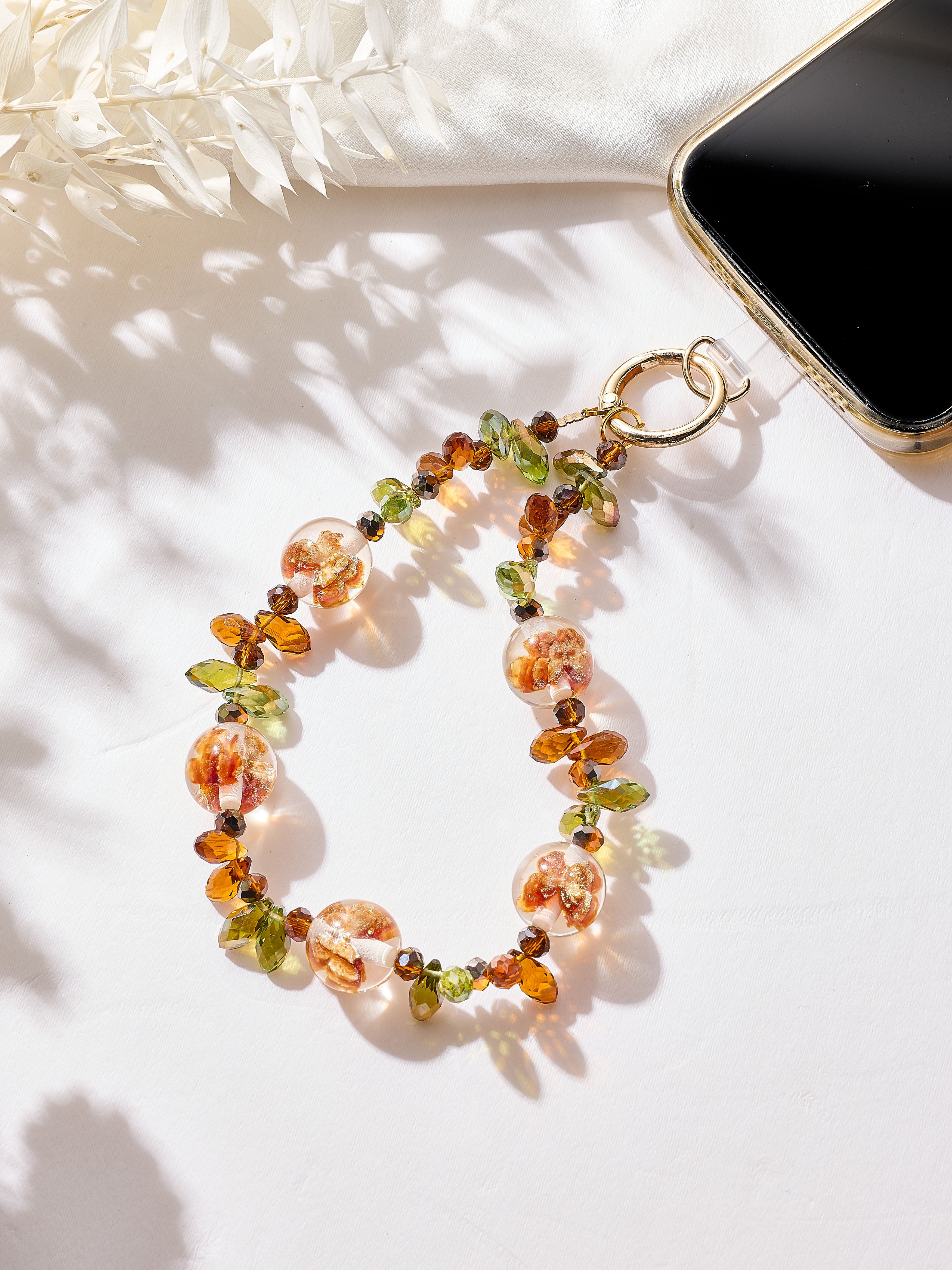 Flower Crystal Keychain Wristlet K1523