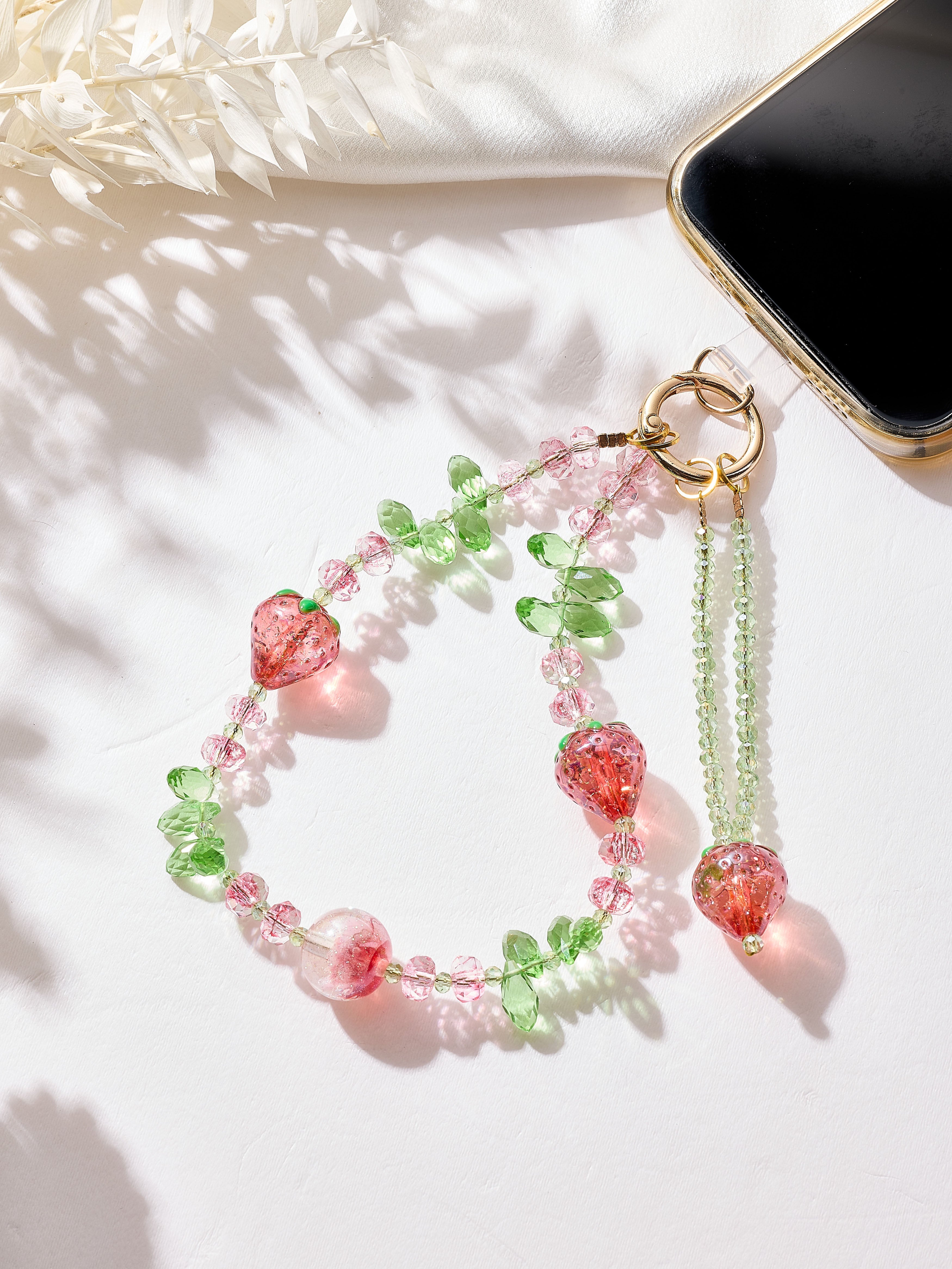 Strawberry Crystal Keychain Wristlet K1532