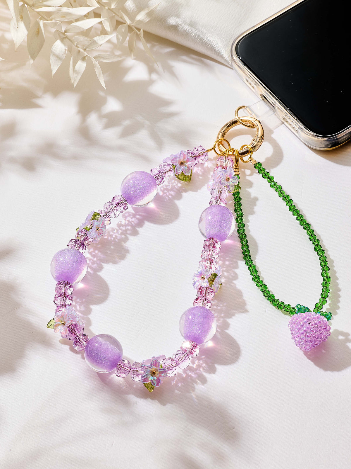 Flower Rhinestone Keychain Wristlet K1545