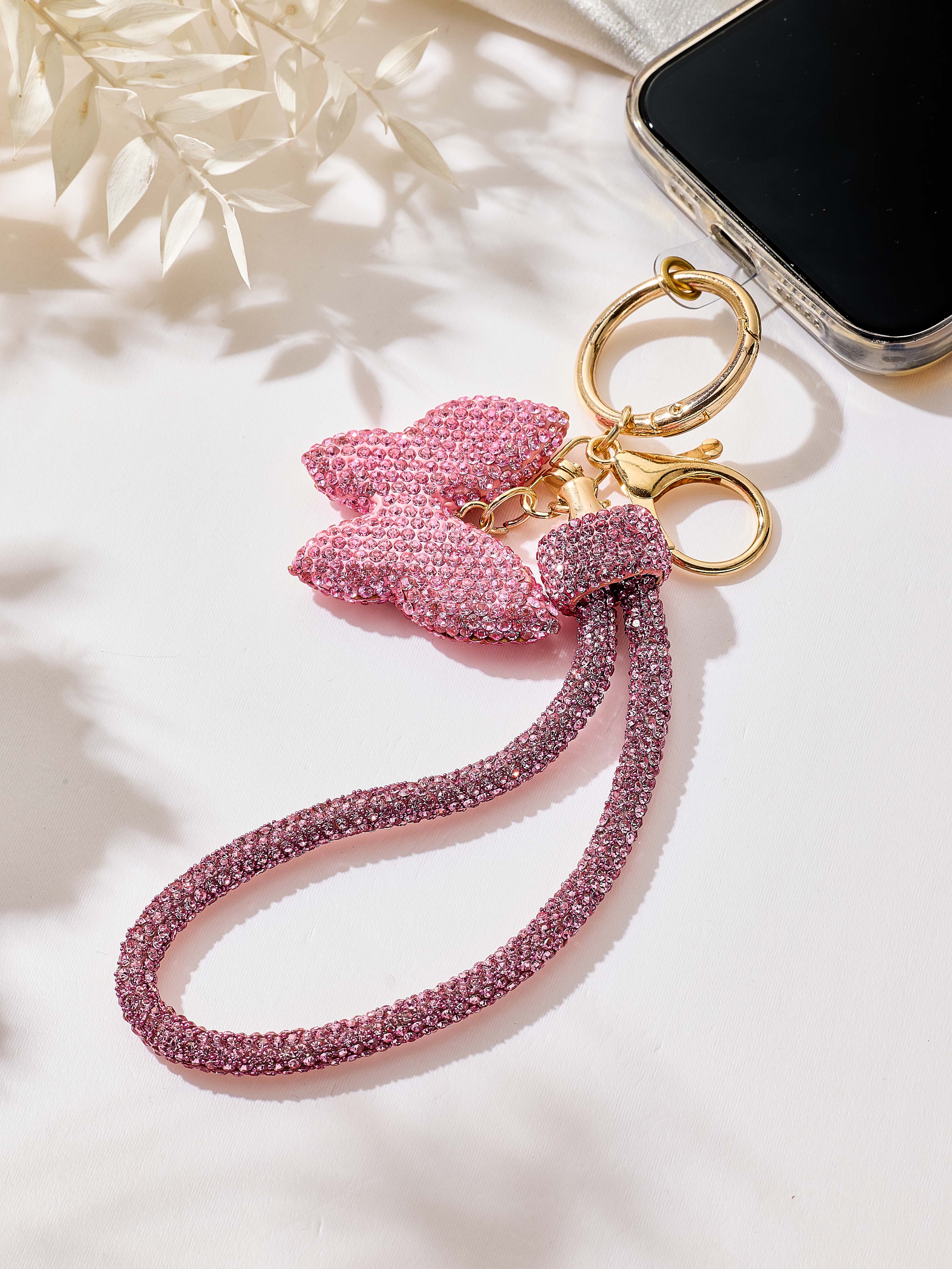 Butterfly Rhinestone Keychain Wristlet K1553