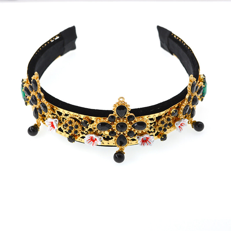 Floral Alloy Velvet Headband L2644