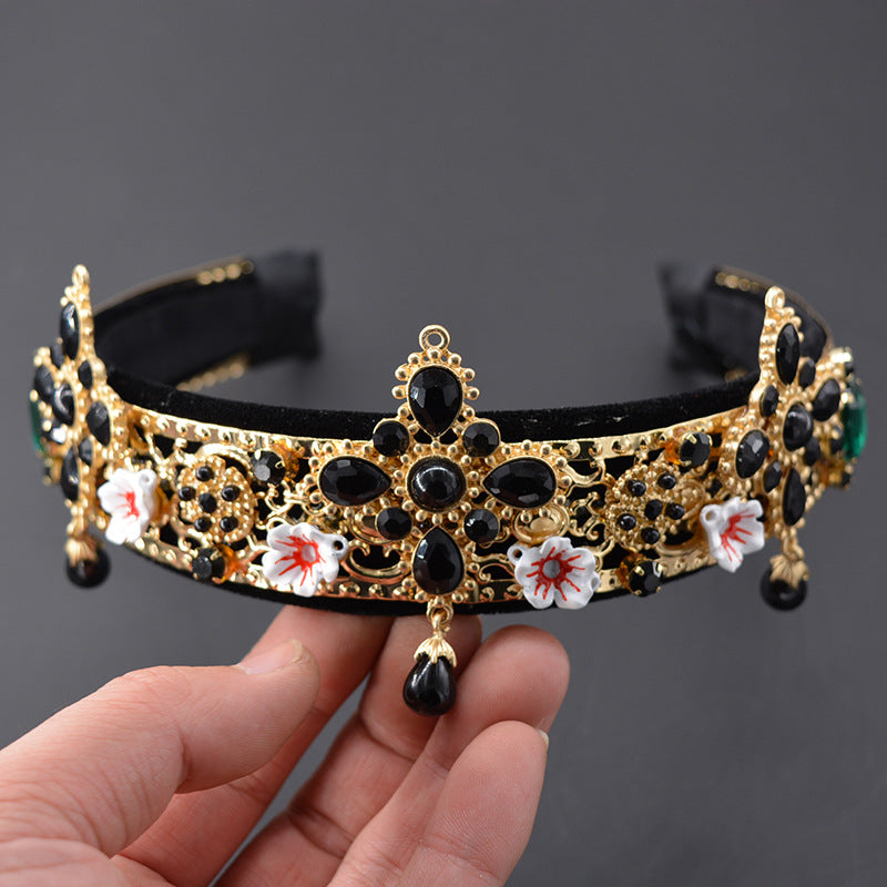 Floral Alloy Velvet Headband L2644