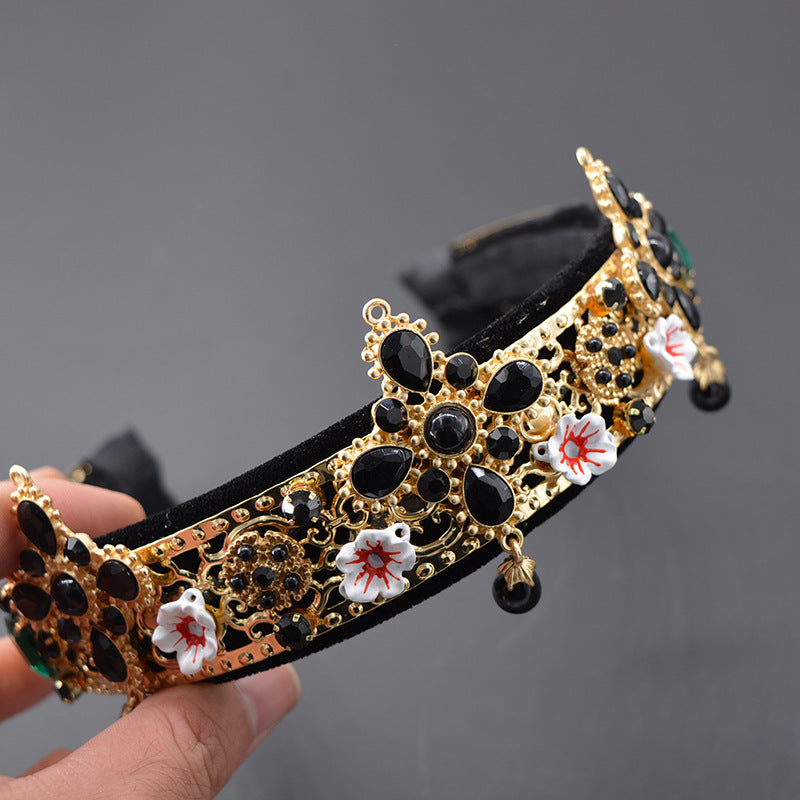Floral Alloy Velvet Headband L2644