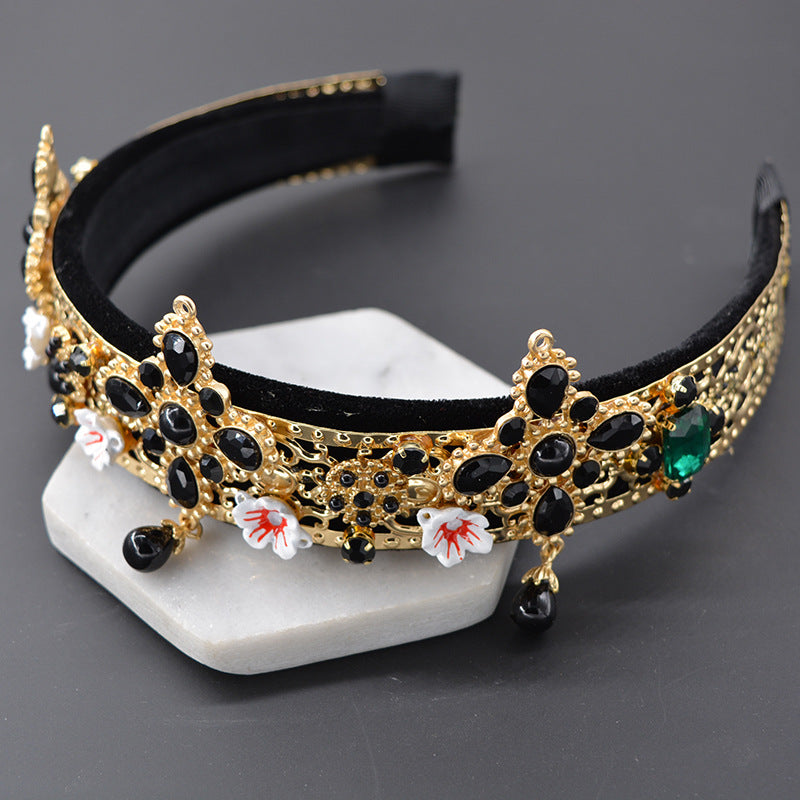 Floral Alloy Velvet Headband L2644
