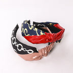Pu Leather Fabric Chains Printed Headband L2671