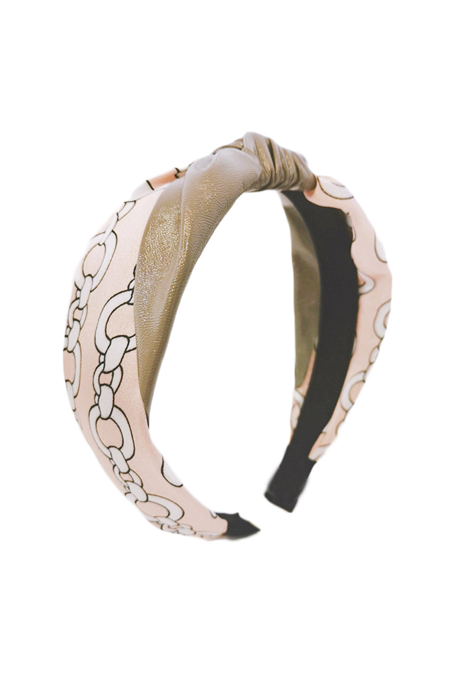 Vegan Leather Fabric Chains Printed Headband L2671