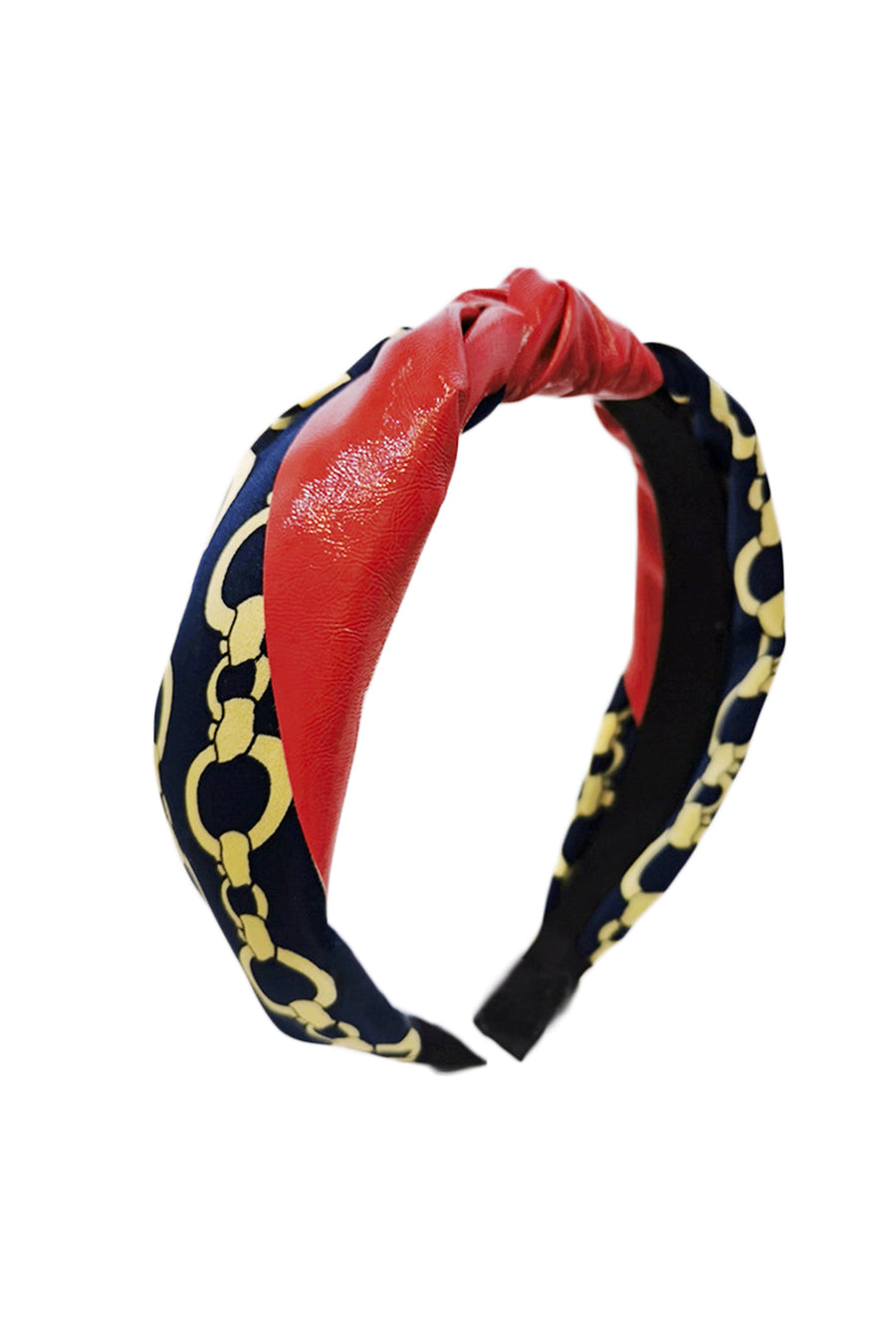 Vegan Leather Fabric Chains Printed Headband L2671