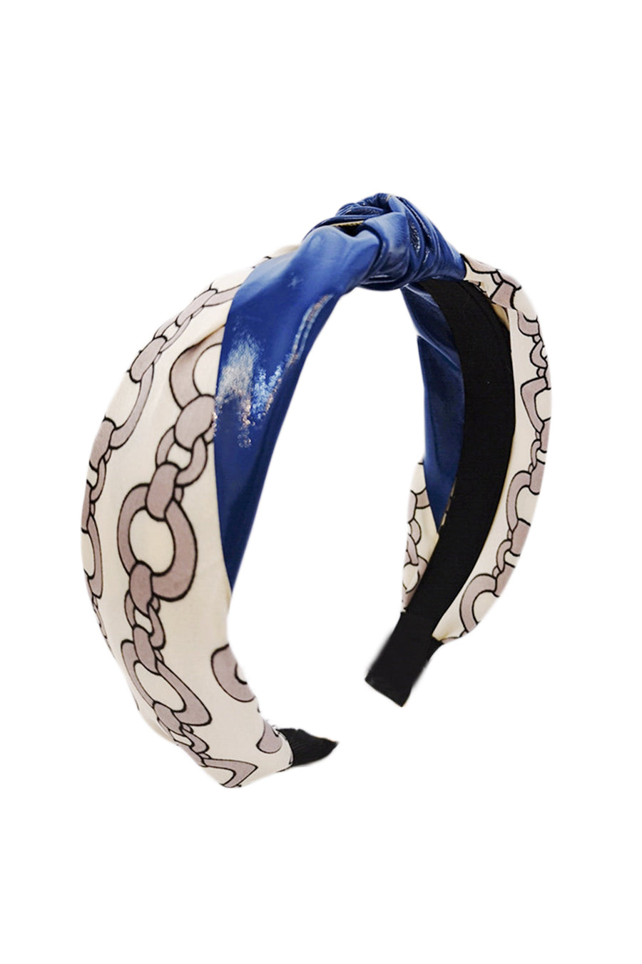 Vegan Leather Fabric Chains Printed Headband L2671