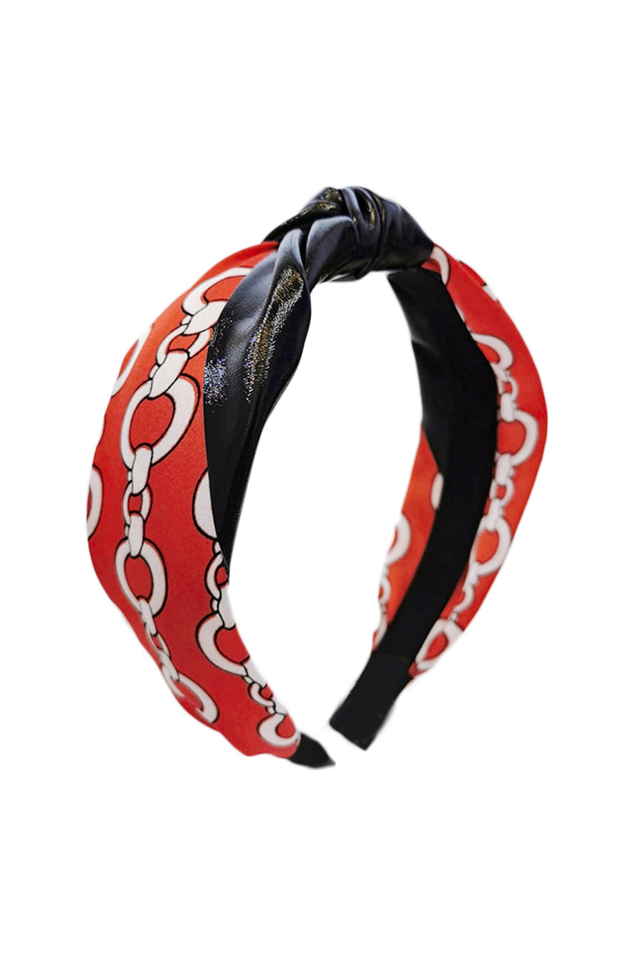 Vegan Leather Fabric Chains Printed Headband L2671