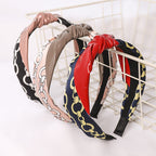 Pu Leather Fabric Chains Printed Headband L2671