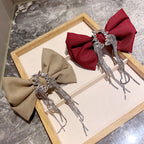 Bow Rhinestone Tassel Hair Clip L2748